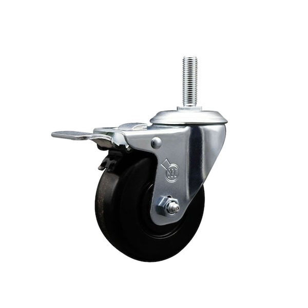 4 Inch Phenolic Wheel Swivel 58 Inch Threaded Stem Caster Total Lock Brake SCC